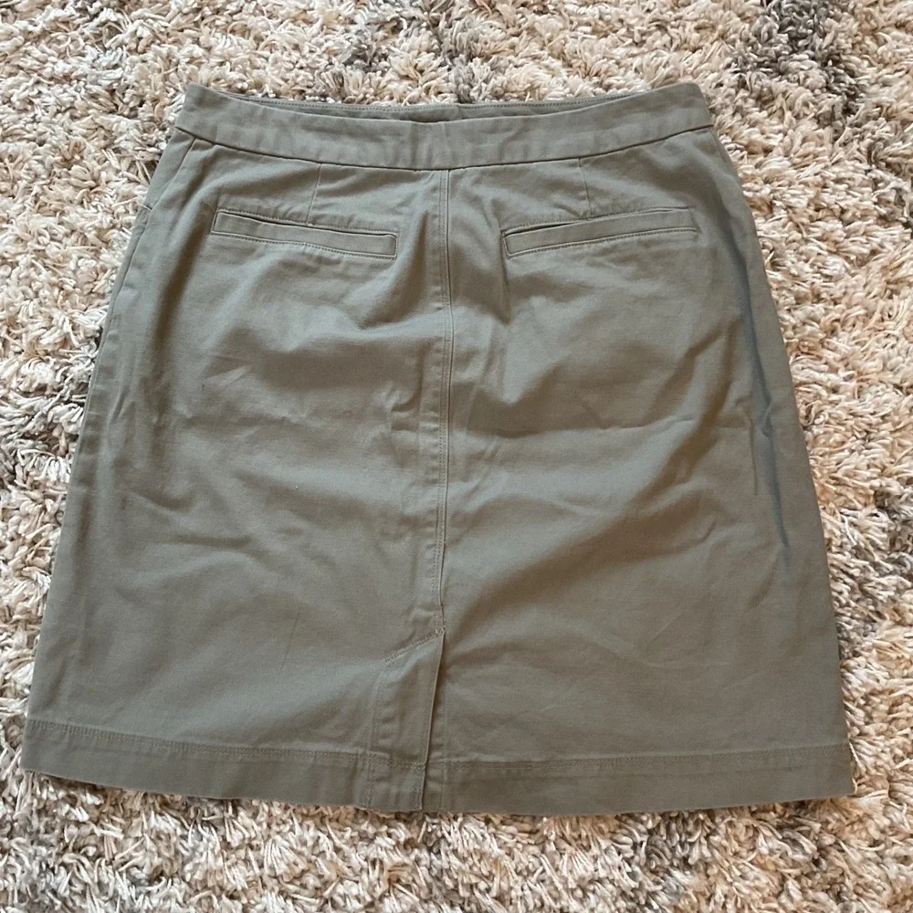 Duluth Trading Co Womens Green Button Front‎ A-Line Skirt Size 6 Cotton Blend